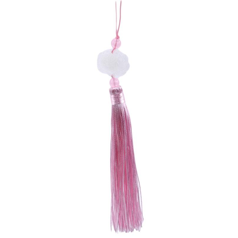 White Jade Lotus DIY Jewelry Curtain Clothes Decorative Accessories Key Car Bag Hanger Craft Tassels