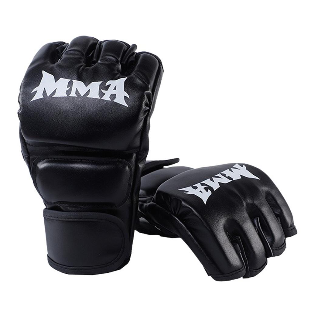 Half Finger Boxing Gloves Boxing MMA Kickboxing Gym Workout Knuckle Wrist Protection PU Leather Half Finger Punching Mitts