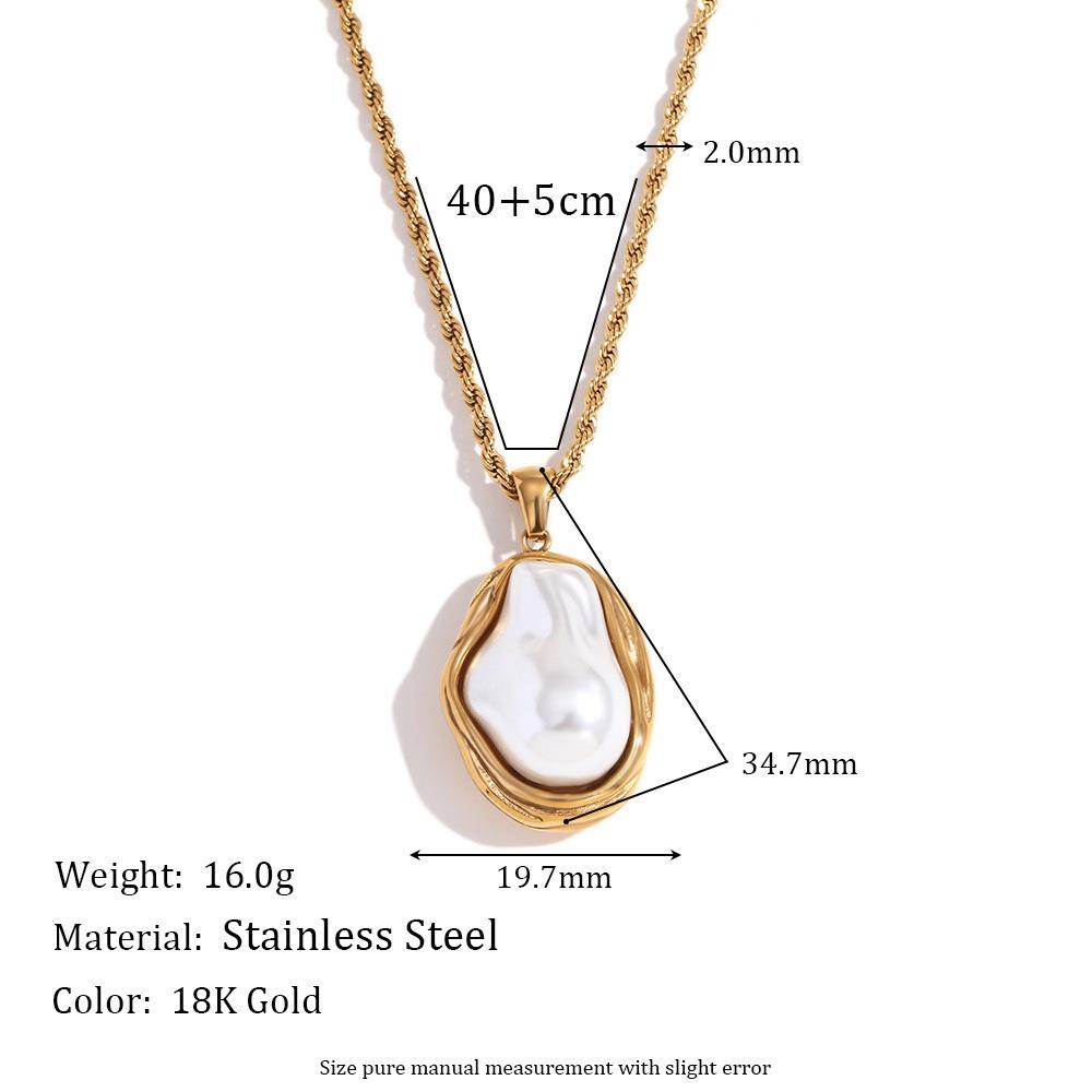 

MamacitaSlay Stainless Steel Imitation Baroque Pearl Pendant OT Buckle Necklaces Women s Elegant Waterproof Neck Jewelry Gift