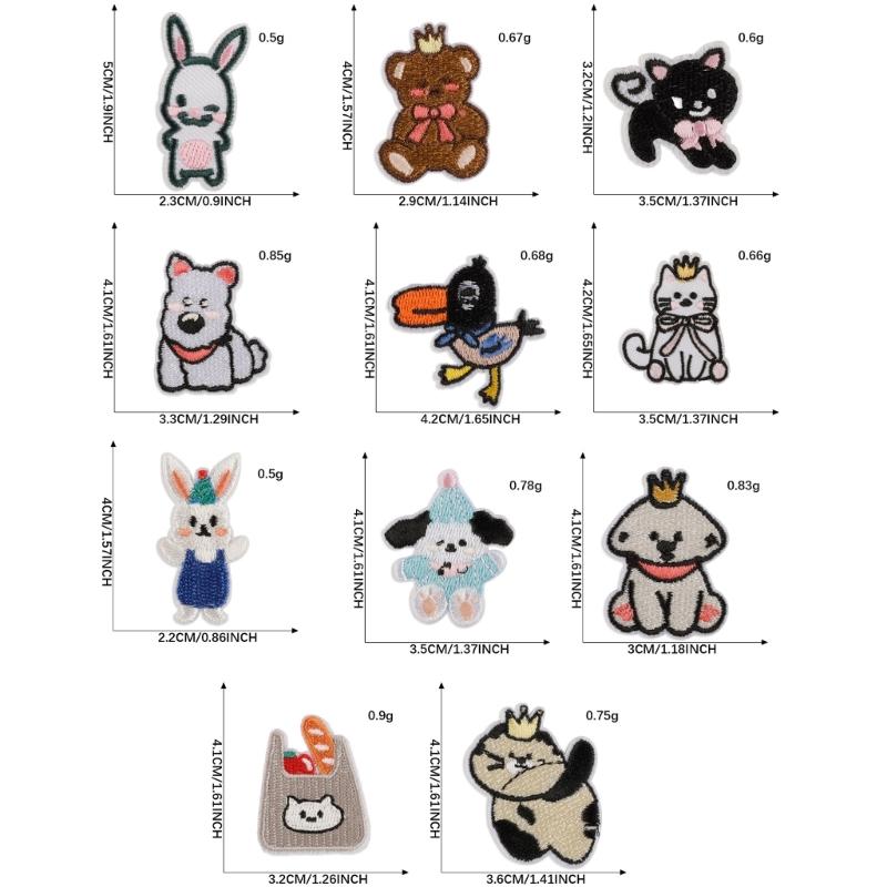 11 Pcs Animal Sew On/Iron On Patches Cats Embroidered Patches Rabbits Repair Patches Applique Patches for Clothes
