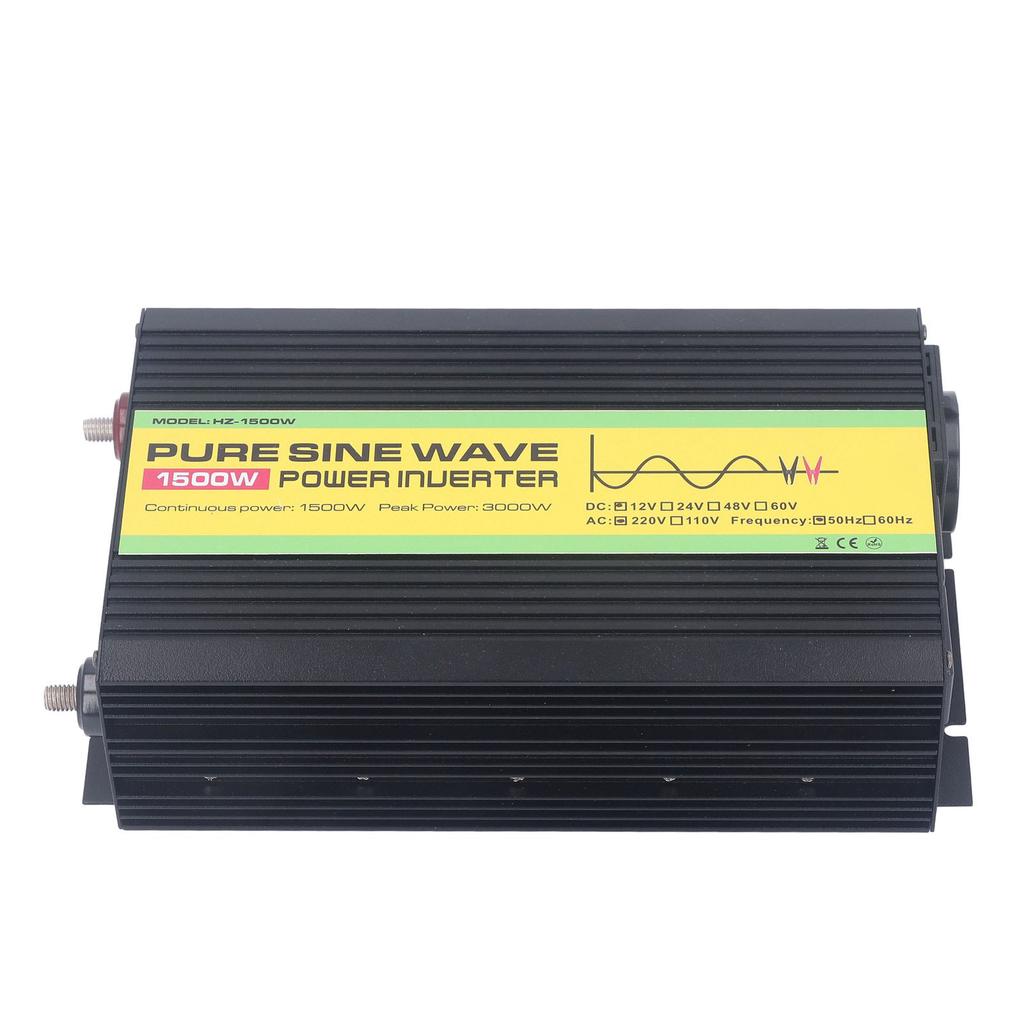 1500W Pure Sine Wave Power Inverter DC 12V To AC 220V Peak Power 3000W with LCD Single Digital Display