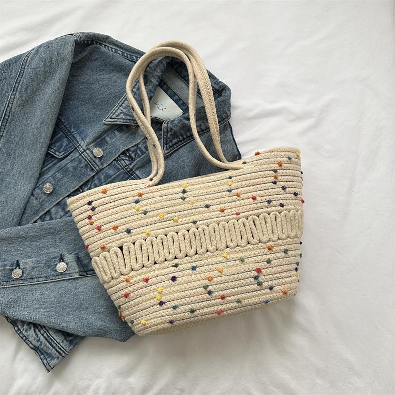 

Eye-catching Casual Commuter Woven Tote Bag For Women With Stylish Color Combinations DotOffWhite