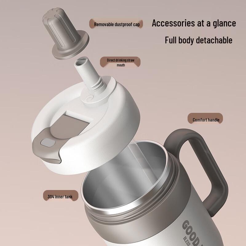 Stylish Large Capacity Insulated Straw Water Bottle