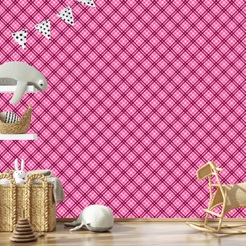 Pink Plaid Wallpaper, Purple and Powder Pink for Living Room and Bedroom 50x1000