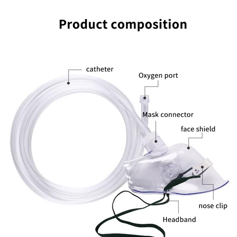 Adult Oxygen Mask With Tube Disposable Face Mask Shield Nebulizer Conduit Adult Oxygen Mask