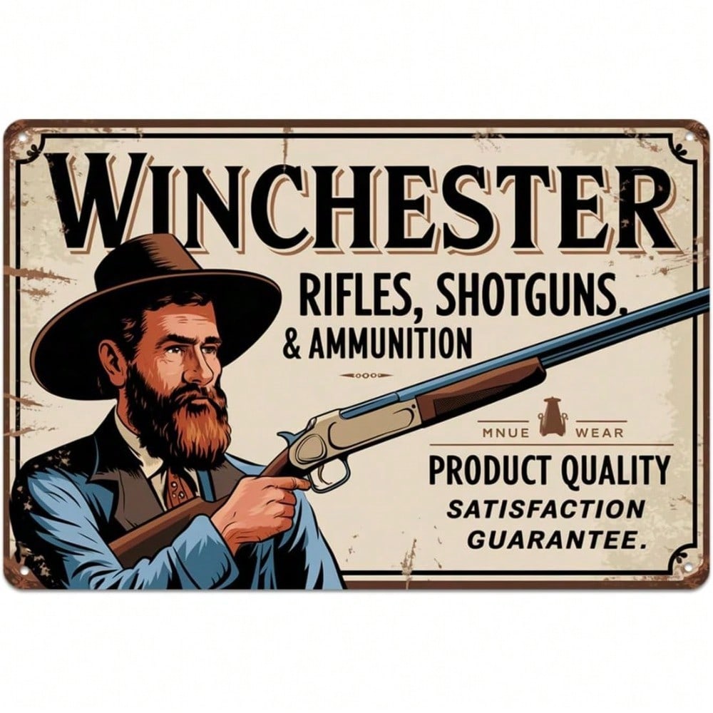 Винтажный металлический знак Winchester Rifle 8x12 для стены, деревенский декор для паба, бара, мужской комнаты