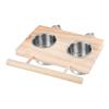 Double Bowl Bird Feeder Accessory Wooden Perch Stainless Steel Food Cup  For Parakeets