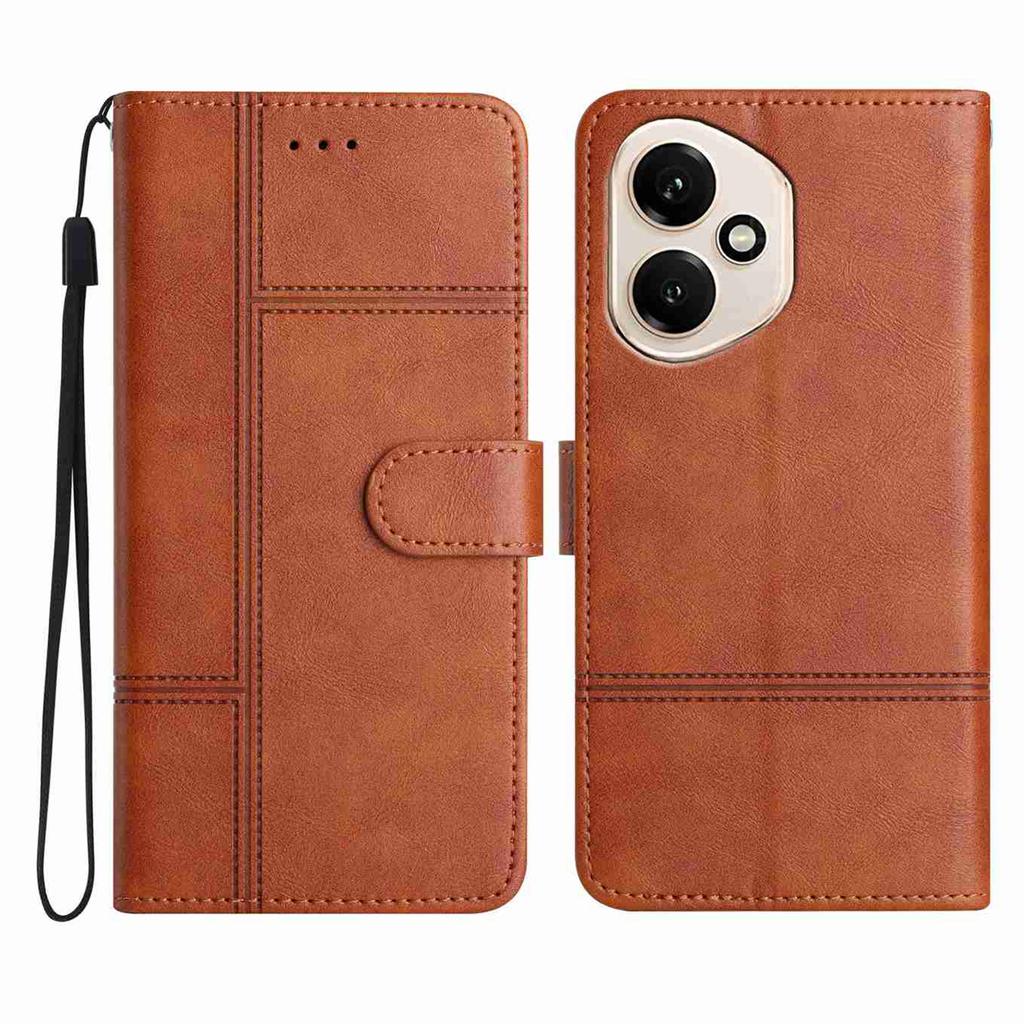 Pro Honor 400 5G (Globální) Peněženkové pouzdro s linkově potištěnou texturou hovězí kůže z PU kůže, kryt na telefon