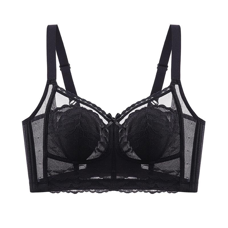 

Кружевной тонкий бюстгальтер, трусы, нижнее белье, женский бюстгальтер с пуш-ап и вышивкой, ажурное интимное нижнее белье, костюм размера плюс, новые бюстгальтеры 75B чёрный