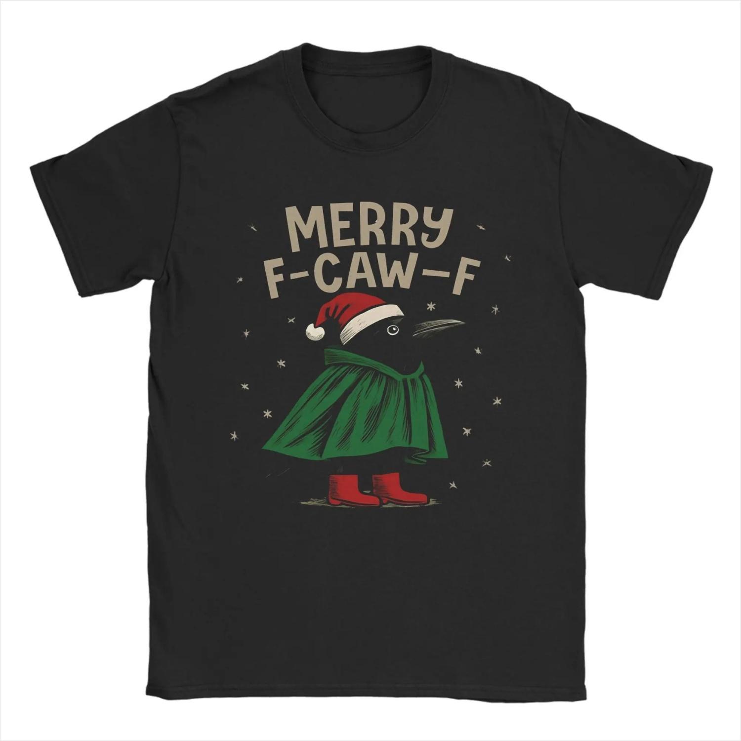 

Merry F-Caw-F Black Bird Meme Cotton T Shirt For Beach Vintage T-Shirts Crew Neck Trendy Cool Tees Oversize Custom Logo Tops S чёрный