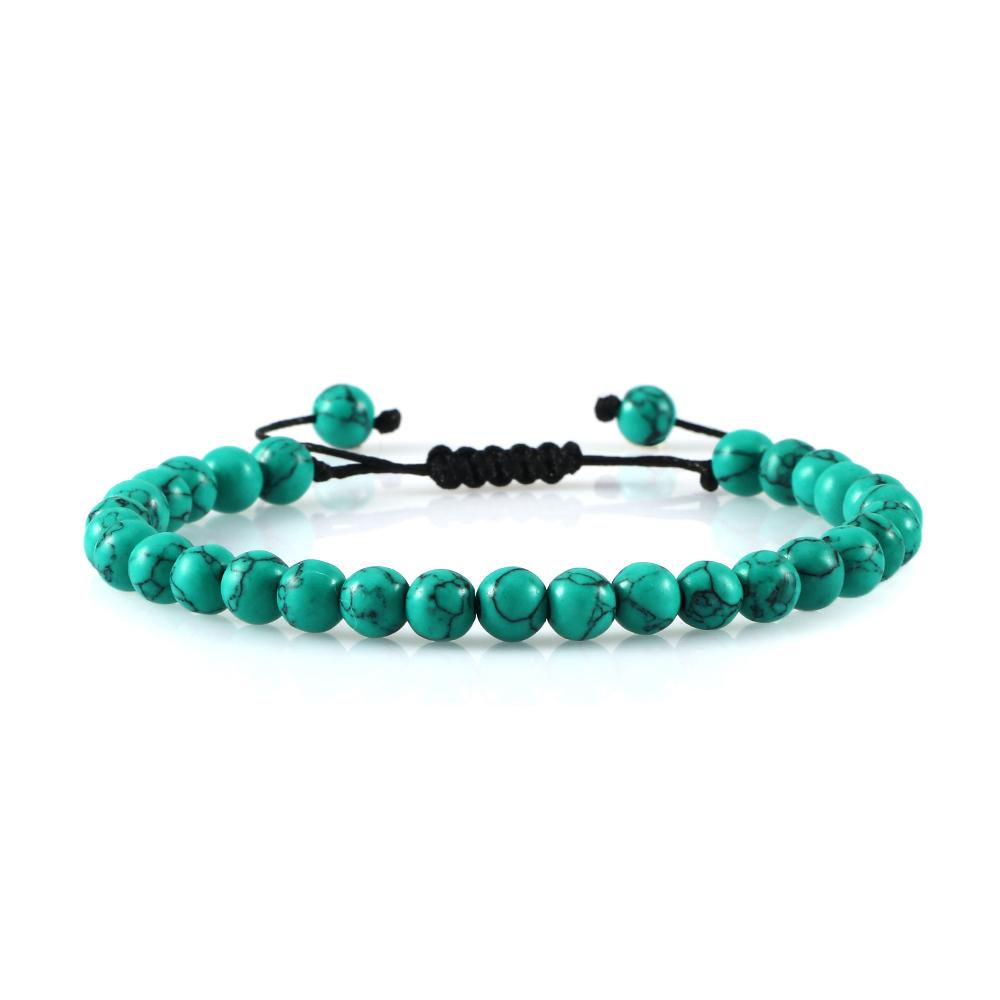 6mm Natural Stone Men Bracelets Charm Tiger Eye Black Beads Bracelet Braided Bangle Adjustable Charm Women Yoga Jewelry Pulseras