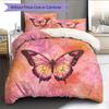 Flower Butterfly  Pattern Bedding Quilt Set Quilt Cover Pillowcase Home Decoration  Gift (1 * Duvet Cover + 2 * Pillowcase, Without Core)