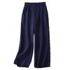 Women S High Waist Loose Fit Wide Leg Cropped Casual Pants With Chinese Knot