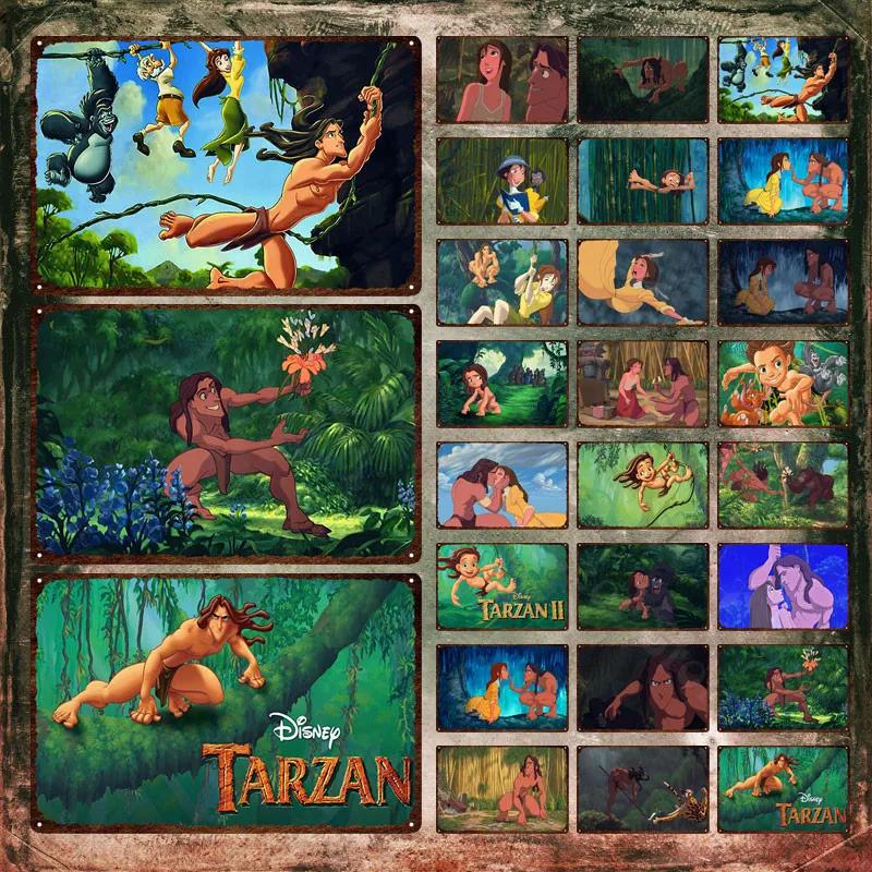 Tarzan Metal Poster Classic Animated Films Vintage Tin Sign Plate Metal Plaque Wall Art Stickers For Room Decor