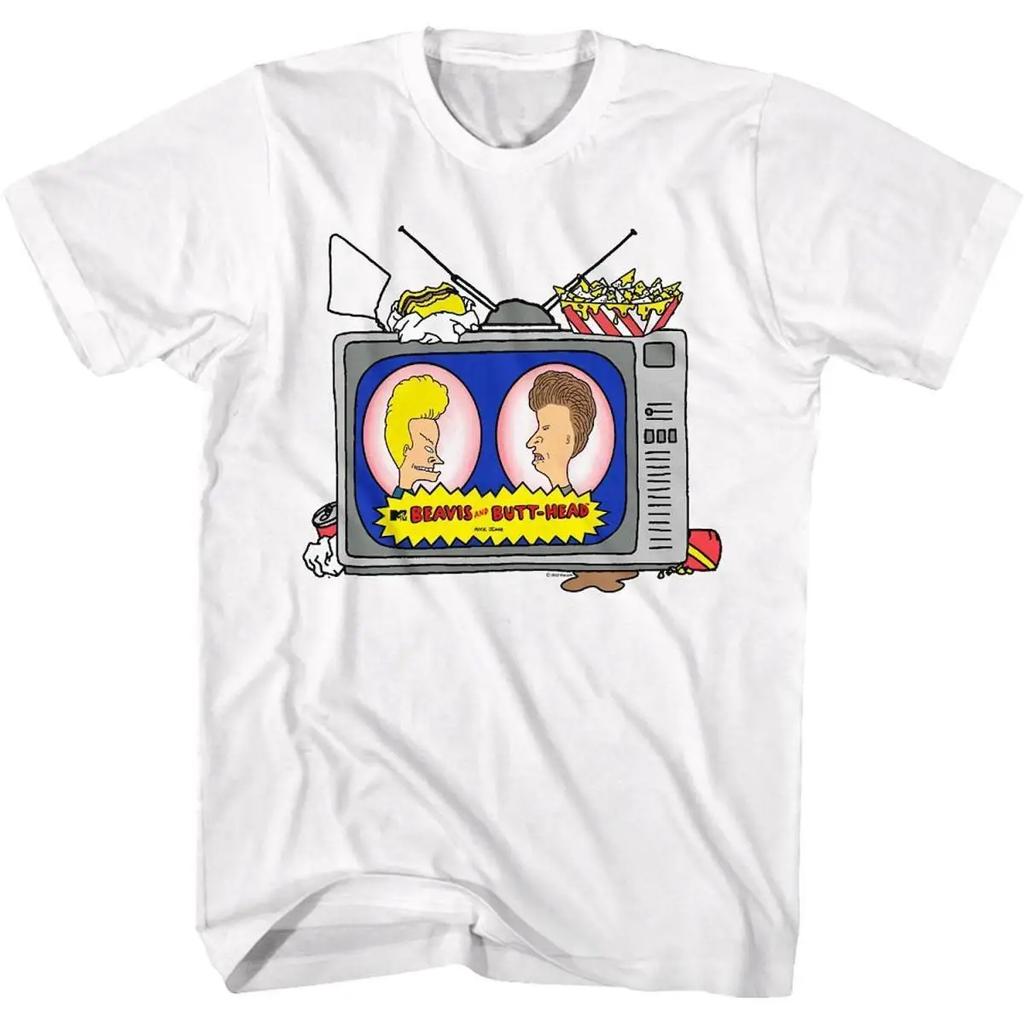1993 Geanimeerde Tekenfilm Beavis en Butt-head Amerikaans Casual Fitness Los Puur Katoen Heren T-shirt Dames Korte Mouw Koppel