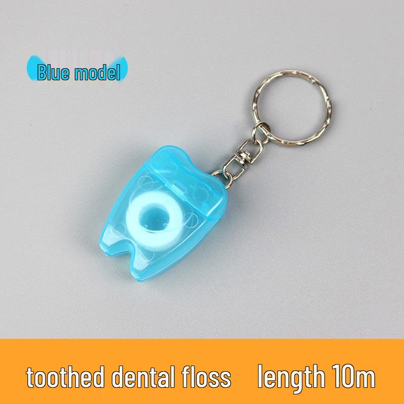 Tooth-Shaped Dental Floss Keychain - Portable Oral Cleaning Tool with Flat Wire