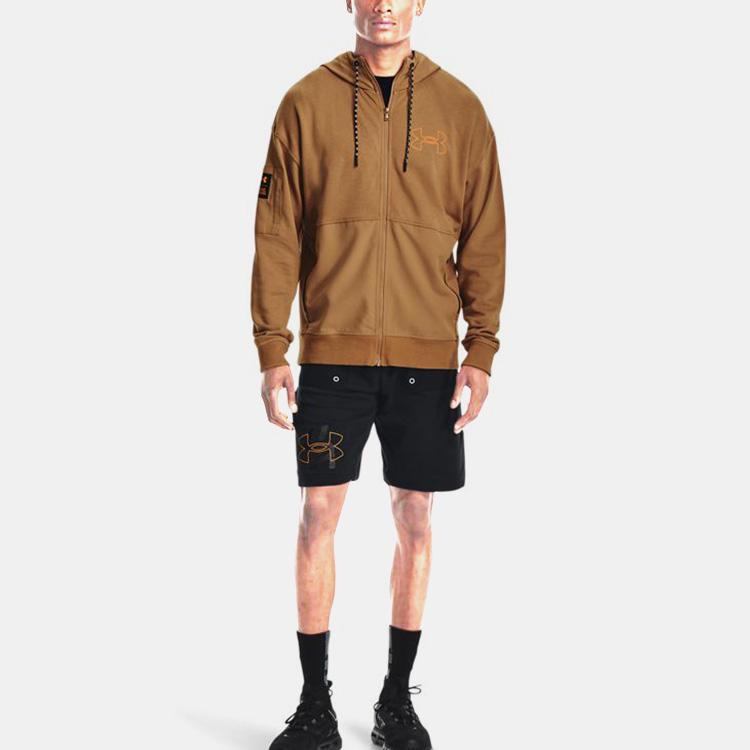 Under Armour Rival Terry Scribble Sports Casual Hoodie Jacket Men Jackets Antique-Brown 1366406-277