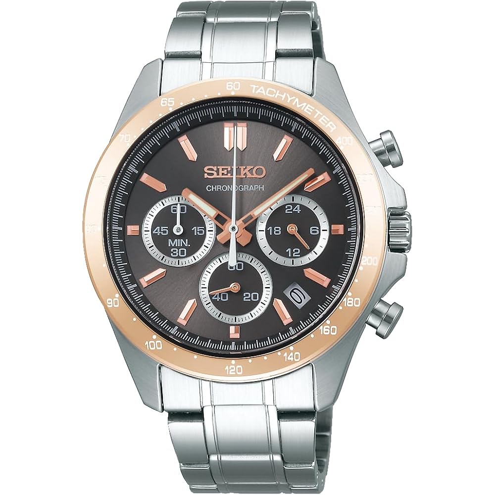 

Seiko Selection SBTR026 Men s Quartz Chronograph Watch Brown Dial Silver Pink Gold Stainless Steel 24-Hour Date Calendar