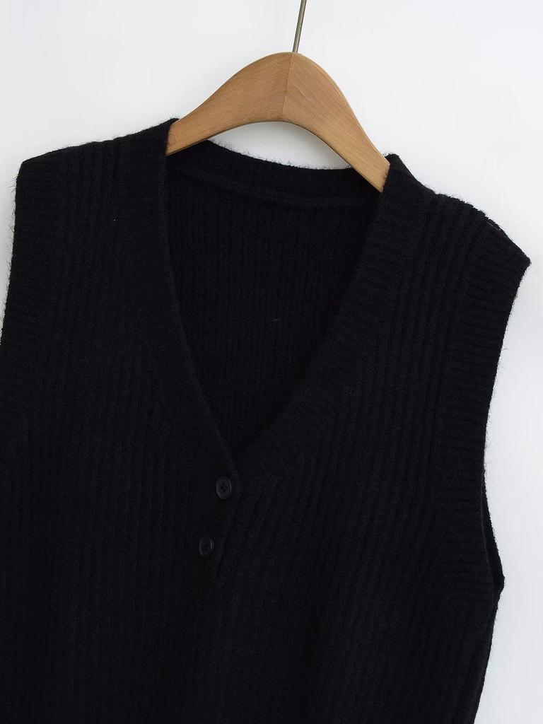 2024 Winter Women’s European & American Style Fashion Sleeveless Two-Tone Versatile Vest