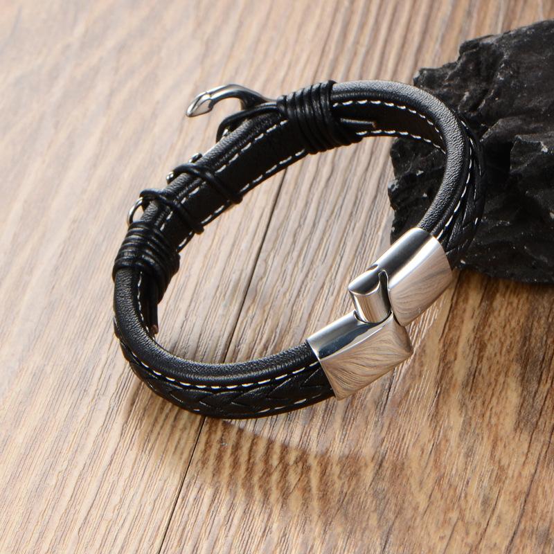 Anchor bracelet weaving, men's jewelry weaving, men's European and American leather rope jewelry