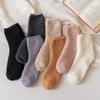 Autumn and Winter Half-fleece Socks, Coral Fleece Women's Solid Color Socks, Thickened Warm Mid-calf Socks, Postpartum Socks, Floor Socks