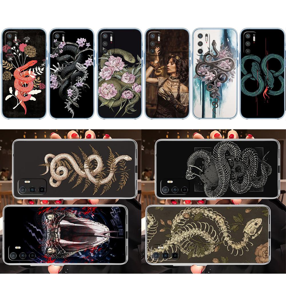 PP56 Snake Design Soft Shell Transparent Phone Case for Samsung Galaxy A04 A04S A14 A23 A34 A54 M23 M33 M52 M53