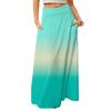Damska codzienna rekreacyjna składana spódnica maxi z wysokim stanem, z kieszenią, drapowana, o swobodnym kroju, długa, z gradientowym nadrukiem