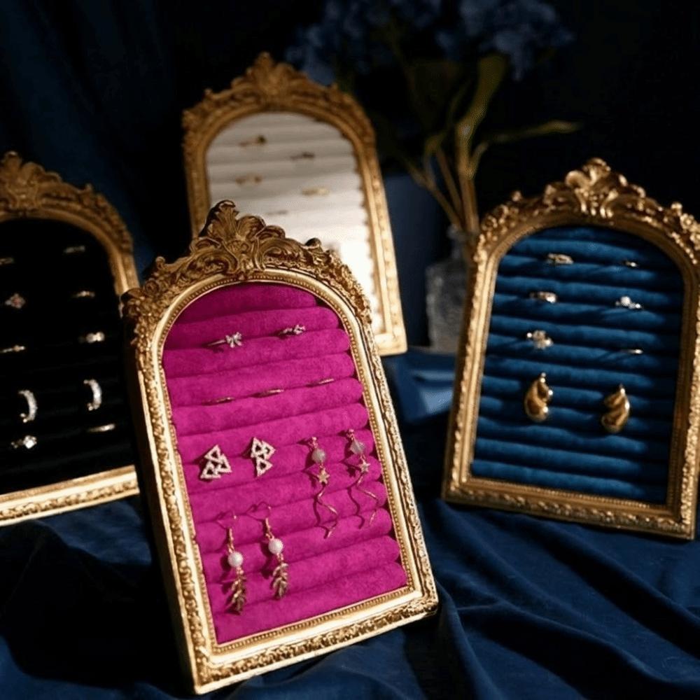 Velvet Jewelry Display Rack Picture Frame Shape Earring Ring Shelves Home Decoration