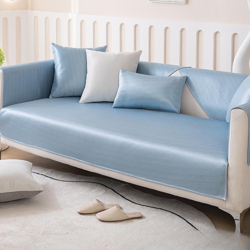 Ice Silk Sofa Cushion Summer Summer Summer Mat Non-Slip Affordable Luxury Style Cushion All-Inclusive Modern Simple Solid Color Universal Cover Towel