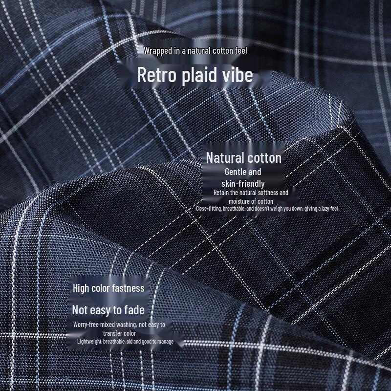 Chuyu Women's Cotton Loose Plaid Wide-leg Pants