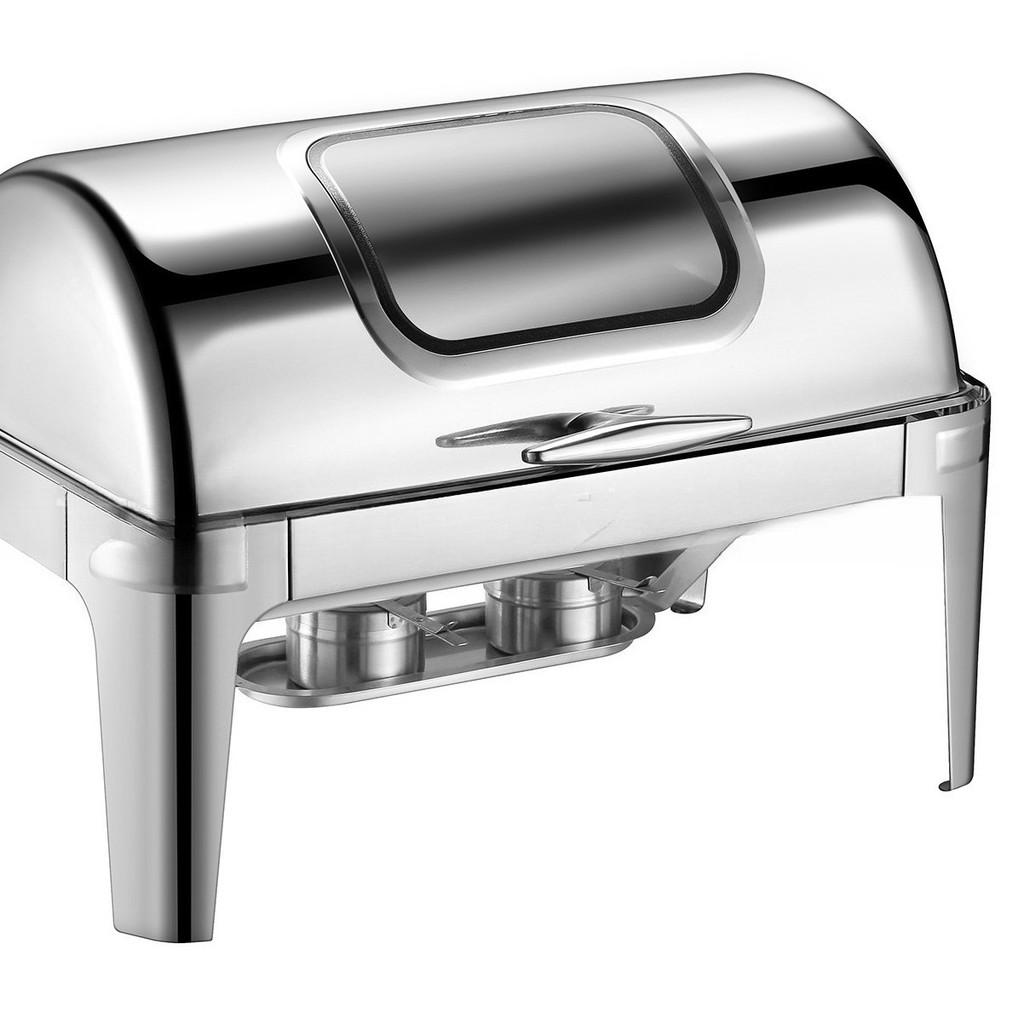 6L/9L Large Capacity Visible Dining Stove Stainless Steel Buffet Stove Alcohol Stove Hotel Restaurant Flip Cover Insulated Stove