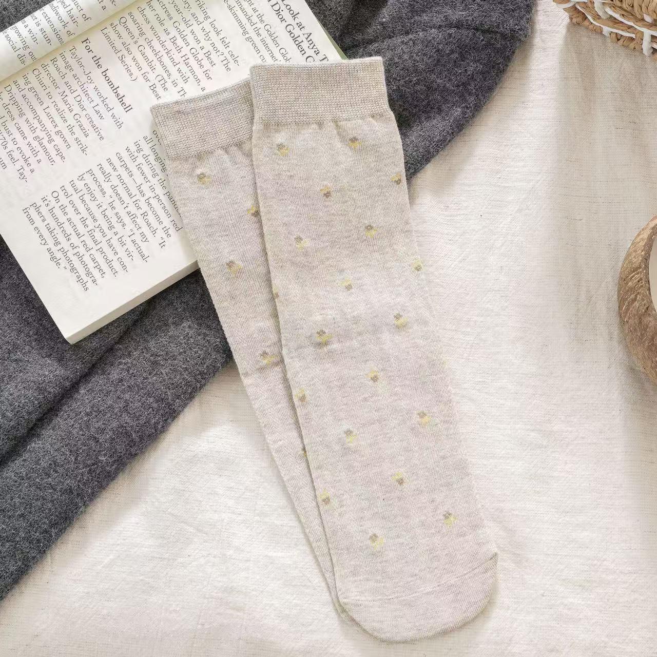 

Женские ретро носки до середины икры с цветочным принтом кофейного цвета - Корейский стиль, Универсальные, Девичьи, Японская махровая ткань для осени/зимы легкие хаки