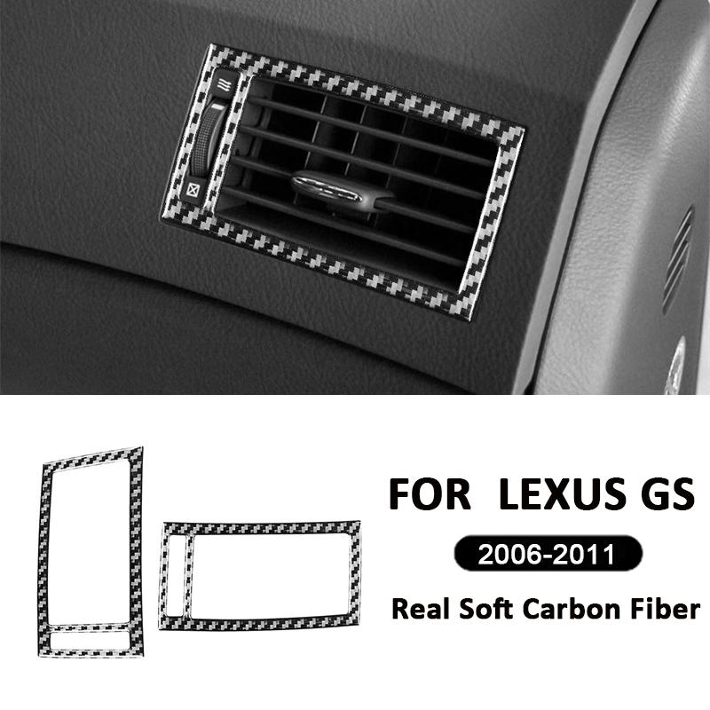 Carbon Fiber Car Center Console Left Right Outlet Vent Frame Decoration Sticker For LEXUS GS 2006-2011 Interior Accessories