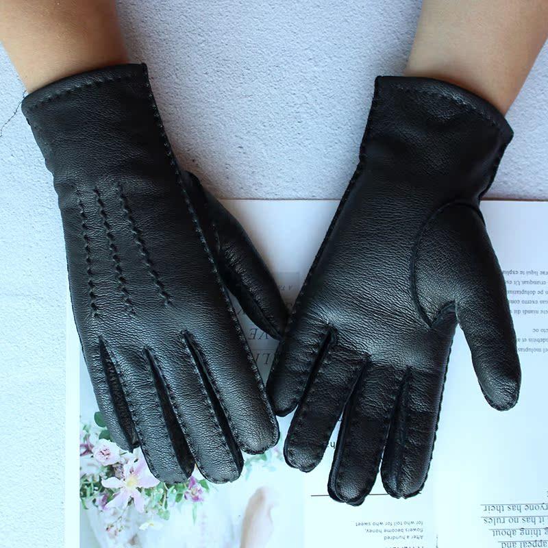 Touch Screen Genuine Leather Deer Skin Gloves For Women Retro Style Autumn and Winter Driving Warm Motorcycle Riding Gloves