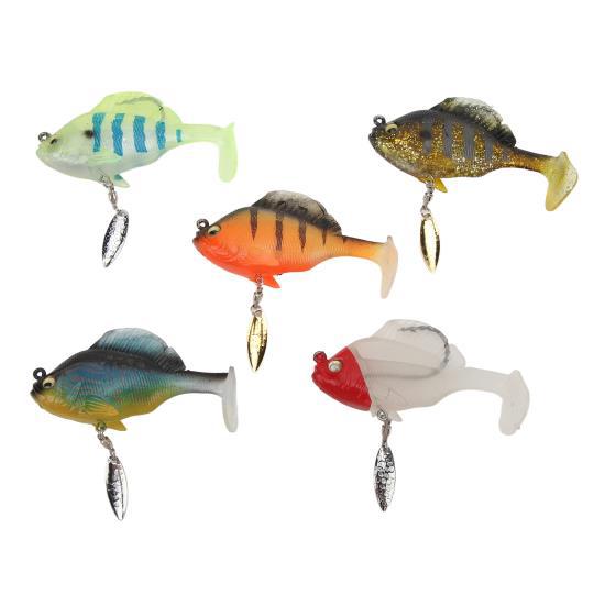 5pcs Soft Fishing Lures for Bass 18g 8cm Paddle Tail Swimbaits with Spinner Artificial Fishing Bait Lifelike Fishing Lures Kit 