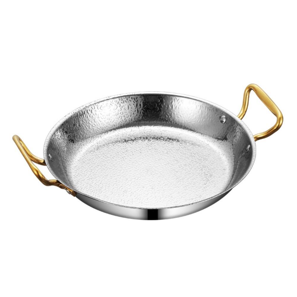 Flat Bottom Seafood Rice Pot Stainless Steel Stock Pot Hammer Grain Seafood Paella Pan  Cooking