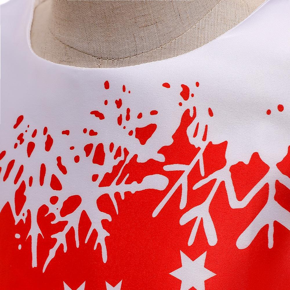 Girls Christmas Princess Dress with Santa Snowflake Print - Holiday Party Dress