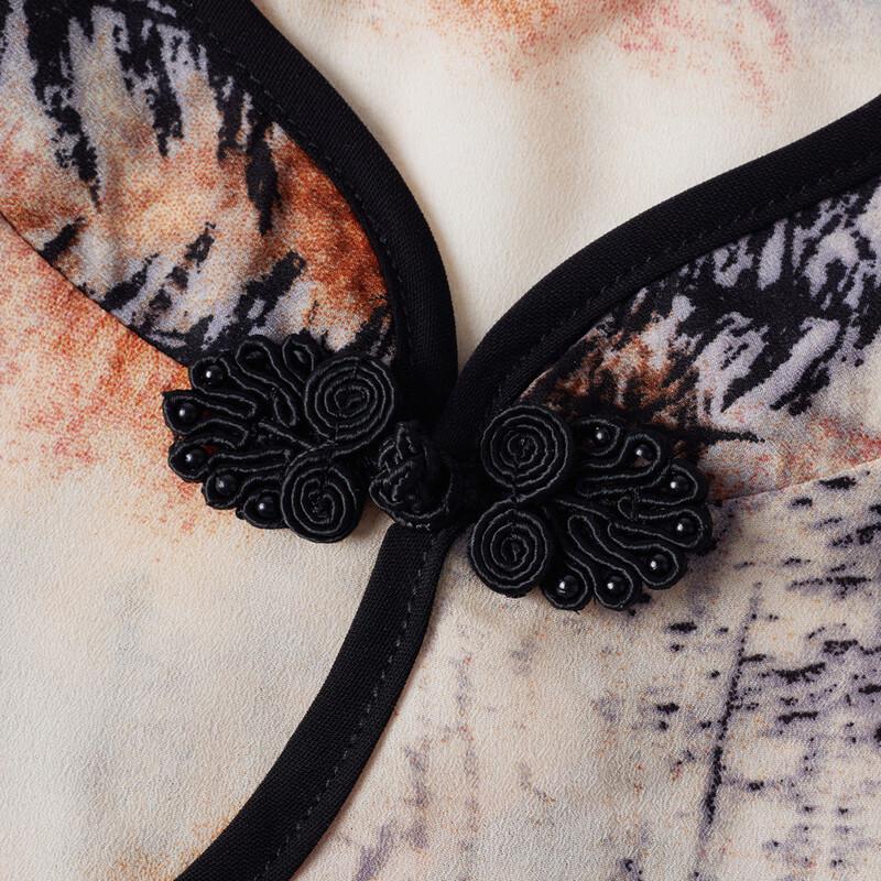 Pa Si Te 2025 Early Autumn New Chinese Style Frog Button T-Shirt & Pants Set