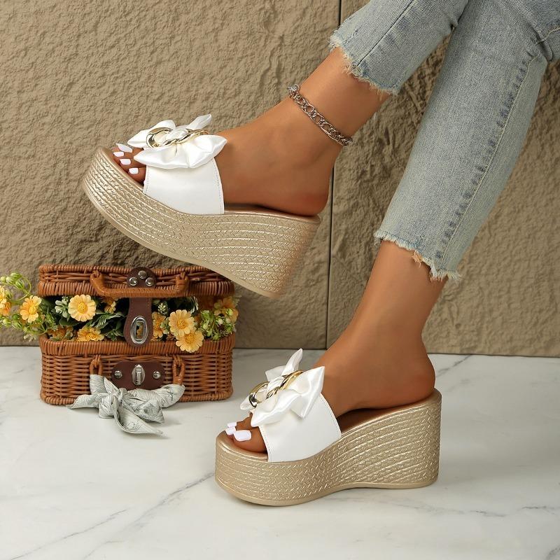 Slippers for Women Summer High Heel Slippers Designer Metal Buckle Slippers for Women Flip Flops 2025New Casual Platform Sandals