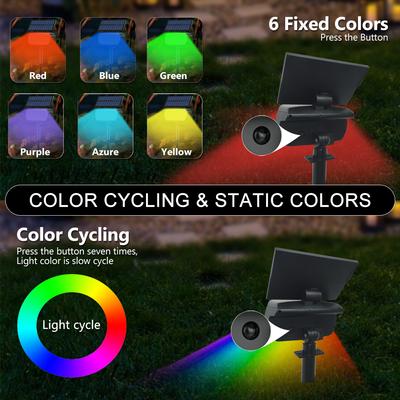 Solar Color Changing Spot Lights Outdoor RGB Solar Powered Waterproof Landscape Spotlight Wall Lamp Garden Driveway Lawn Patio