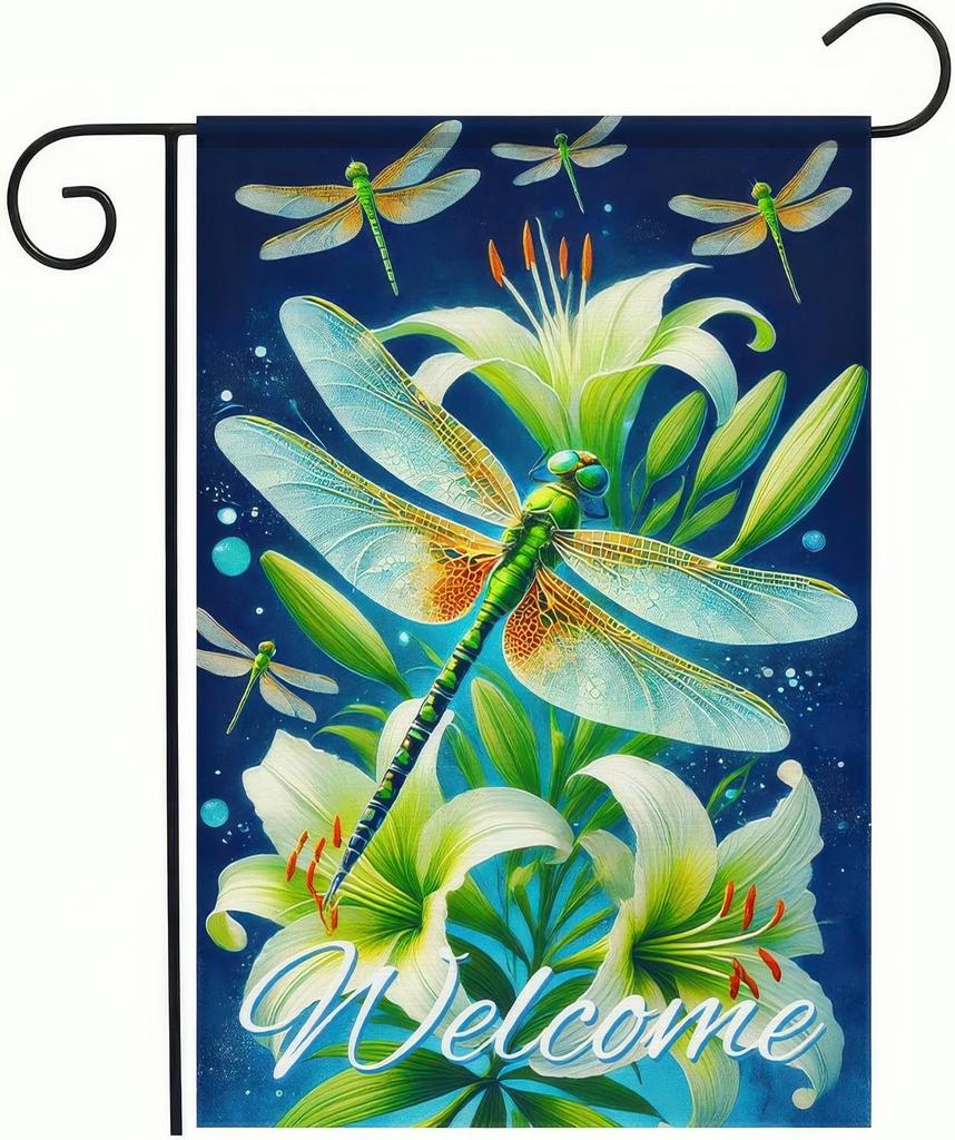Summer Spring Dragony Garden ag 12x18 Inch Double Sided Dragony oral Welcome Small Yard ag Seasonal Farmhouse Wedd SSL