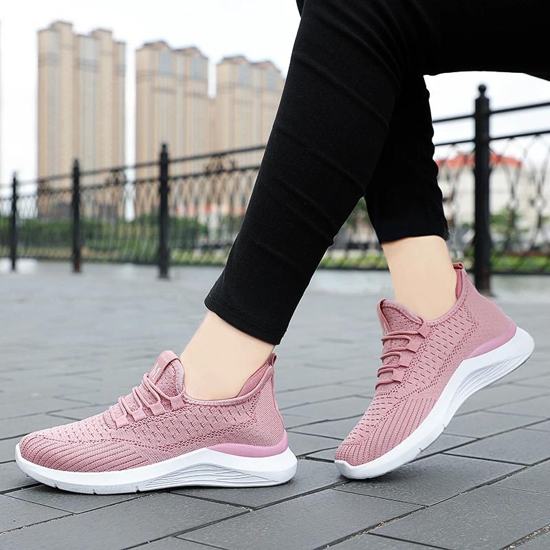 Summer Casual Women's Breathable Mesh Sports Shoes Outdoor Anti Slip Walking Lightweight Design 2025 Women's Pink Tennis Shoes