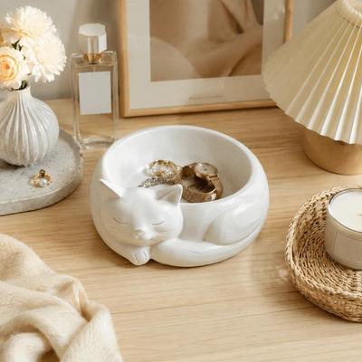 Storage Box Cat Shaped Storage Tray Nordic Style 3D Printed Storage Holder Organizer Decoration Desktop Ornament Dressing Table