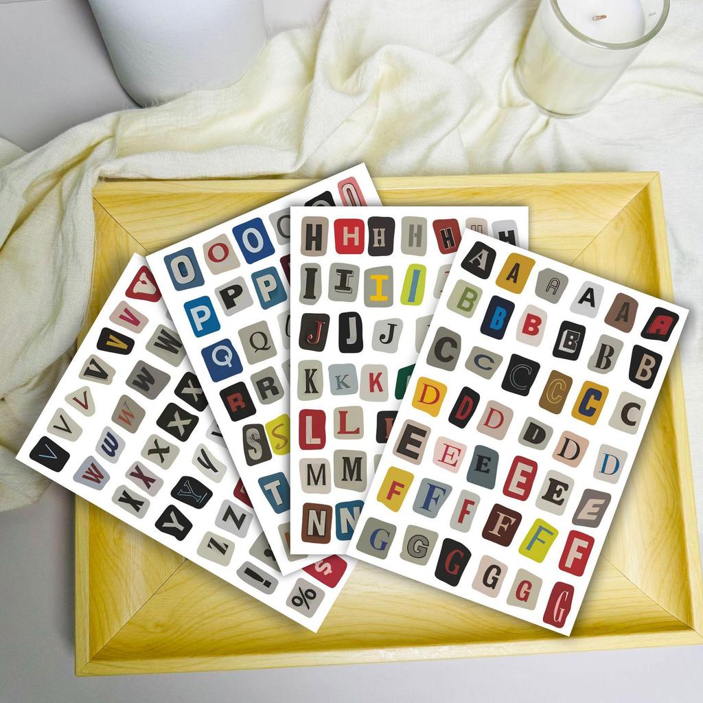 10 Sets Retro Watercolor Letter Stickers - Creative Stationery for DIY Notebook Decoration