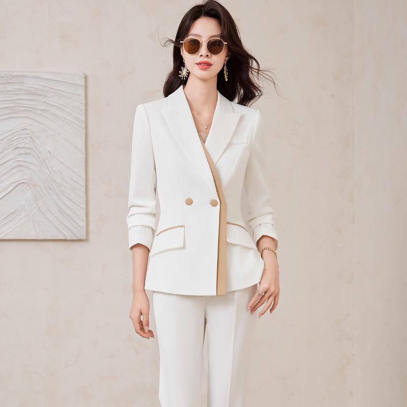 Women's White Autumn Fashion Formal Suit Set