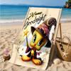 Custom Name Good Night Yellow Bird Heart In Space Adventure Microfiber Beach Towel, Lightweight for Summer Travel, Swimming Pool Fan Gift
