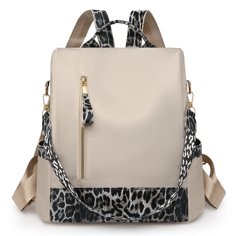 Women's Leopard Print Backpack Anti-Theft Travel Backpack Student Schoolbag
