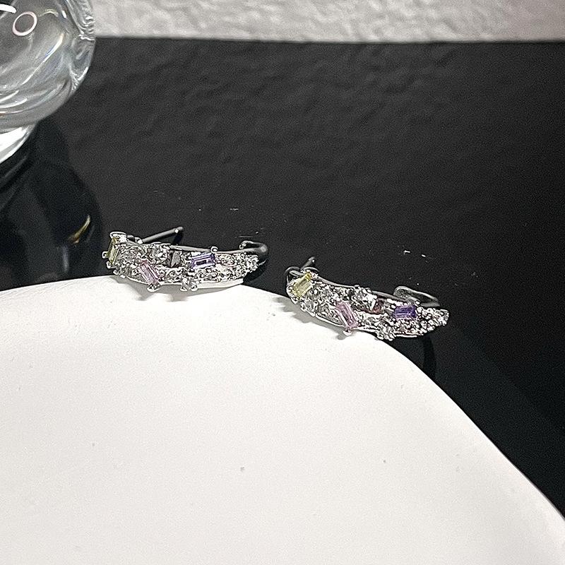 

Color Treasure Color Zircon Personality Sweet And Cool Earrings Niche Design Sense High Sense Earrings Women S Stud Earrings