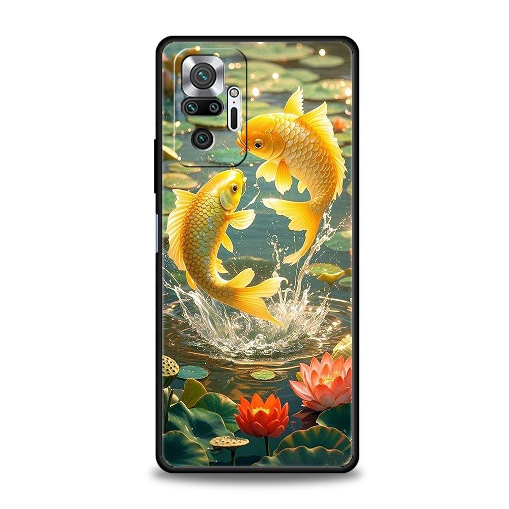 Goldfish Swimming Phone Case Cover for Redmi 14C 10C Note 15 14 13 12 10 11 K40 Pro Plus 5G Shockproof Soft TPU Shell Funda Bag