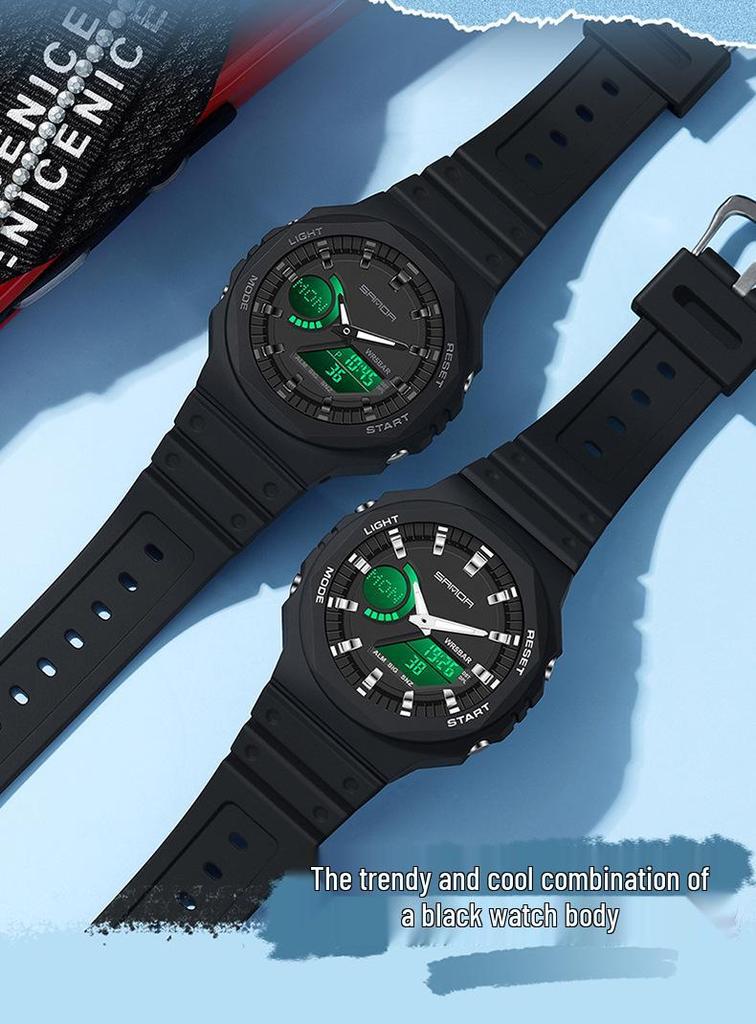 Sanda Trendy Luminous Waterproof Multifunctional Unisex Electronic Watch